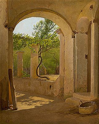 View into the courtyard of an Italian Cloister