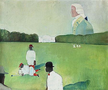 George Washington observing baseball players