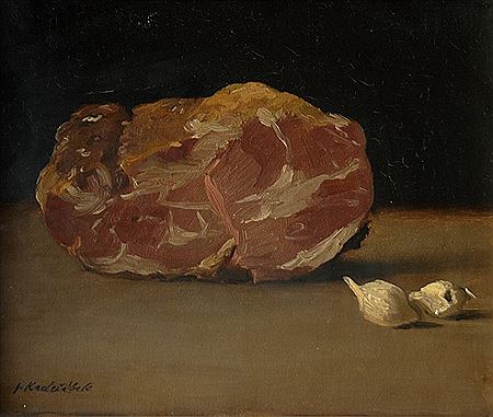 Still Life with Smoked Meat and Garlic by Josef Kaderabek - Auction record, sale price, and art valuation. Compare with similar artists and explore comparable artworks.