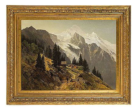 Paesaggio montano con figure