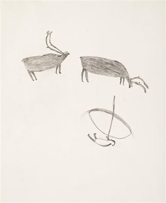 Hunter and Two Caribou by Luke Anguhadluq - Auction record, sale price, and art valuation. Compare with similar artists and explore comparable artworks.