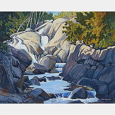Rocks And Falling Water, Algoma by Paul Gauthier - Auction record, sale price, and art valuation. Compare with similar artists and explore comparable artworks.