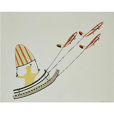 POLAR BEAR CHASING FISH by Pudlo Pudlat - Auction record, sale price, and art valuation. Compare with similar artists and explore comparable artworks.