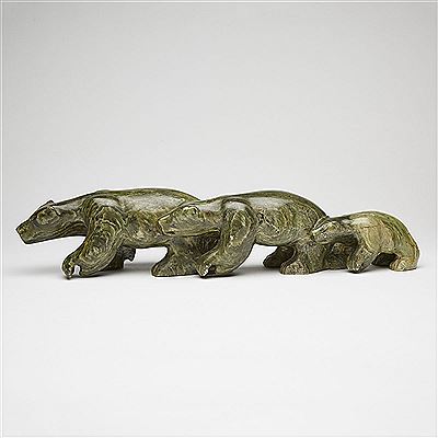 Sample artwork by Jonasie Quarqortoq Faber (Born 1944), known for soapstone carvings reflecting inuit culture - View similar artists and auction records