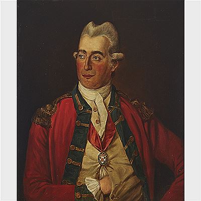 AFTER AN 18TH CENTURY BRITISH MASTER, SCOTTISH COPY PORTRAIT OF AN OFFICER, REPORTEDLY SIR ALEXANDER LIVINGSTONE, BART (WEARING THE INSIGNIA OF A NOVA SCOTIA BARONET), FATHER OF SIR THOMAS LIVINGSTONE 1759