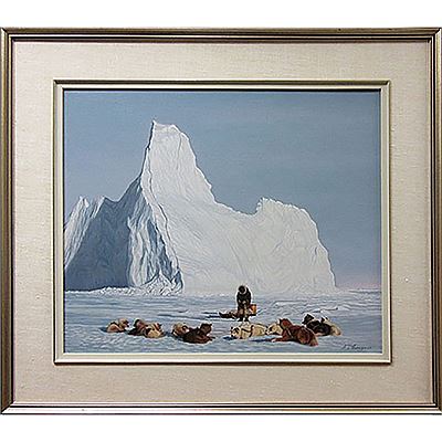 UNTITLED (DOG TEAM AT REST BY ICEBERG)