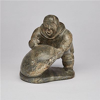 FILLING A SEAL BLADDER by Peter Ussuqi Anauta - Auction record, sale price, and art valuation. Compare with similar artists and explore comparable artworks.