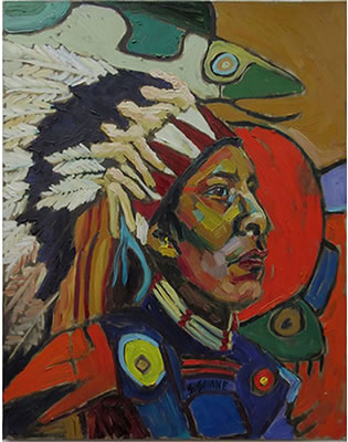 PORTRAIT OF A YOUNG INDIGENOUS CHIEF by Stephen Snake - Auction record, sale price, and art valuation. Compare with similar artists and explore comparable artworks.