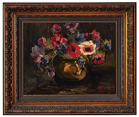 Anemones in Brass Bowl by Mina Arndt - Auction record, sale price, and art valuation. Compare with similar artists and explore comparable artworks.
