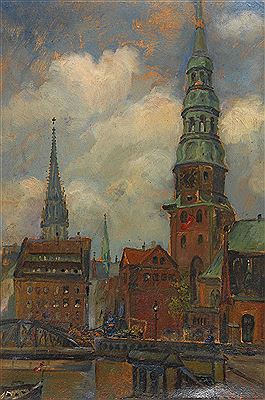 Sample artwork by Ernst Volbrecht (1877 - 1954), known for northern european landscape, marine, waterscene and still-life painting, etching - View similar artists and auction records