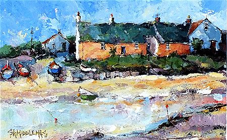 'Boats and Cottages' by Stewart Middlemas - Auction record, sale price, and art valuation. Compare with similar artists and explore comparable artworks.