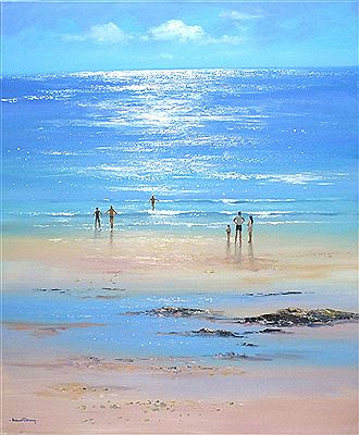 'Marazion Beach' - figures looking out to sea