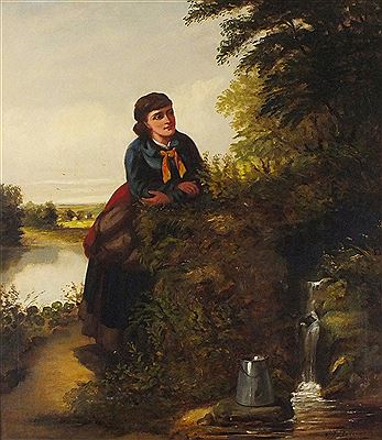Young Woman Fetching Water from a Well by George Barnes - Auction record, sale price, and art valuation. Compare with similar artists and explore comparable artworks.