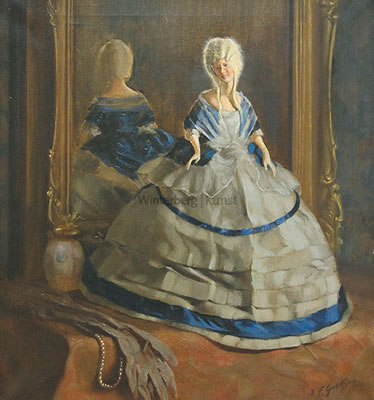 "Teepuppe (am Spiegel)". by Karl Ferdinand Grether - Auction record, sale price, and art valuation. Compare with similar artists and explore comparable artworks.