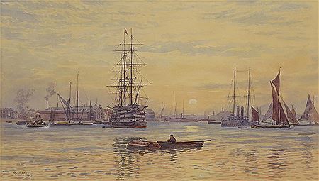 Gosport from Portsmouth Harbour with HMS Victory afloat by Martin Snape - Auction record, sale price, and art valuation. Compare with similar artists and explore comparable artworks.