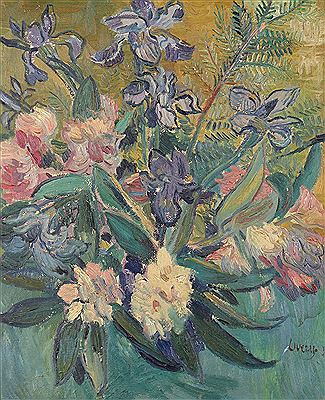 Rhododendrons and Iris