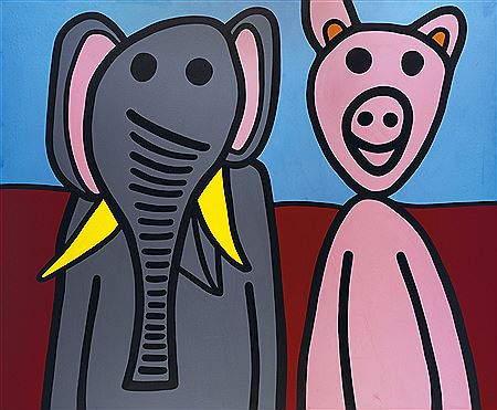 Prasátko a slon, 2002 by Anezka Hoskova - Auction record, sale price, and art valuation. Compare with similar artists and explore comparable artworks.