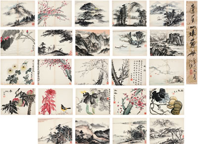 LANDSCAPE, BIRDS AND FLOWERS