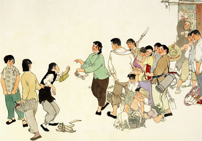 ORIGINAL WORK OF THE COVER OF THE COMIC BOOK STRIP LI SHUANGSHUANG