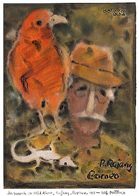 Sample artwork by Chi Wei Liu (1912 - 2002), known for mixed media aboriginal symbolism, animals, botanics, birds - View similar artists and auction records