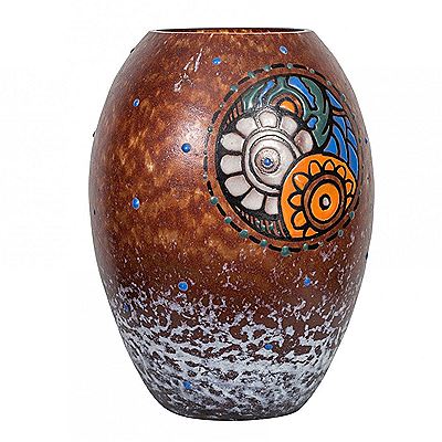 Vase "Deco Snow Scene" by Andre Delatte - Auction record, sale price, and art valuation. Compare with similar artists and explore comparable artworks.