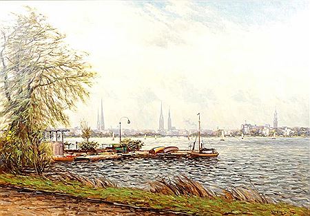 Außenalster mit Bootssteg (Schöne Aussicht)