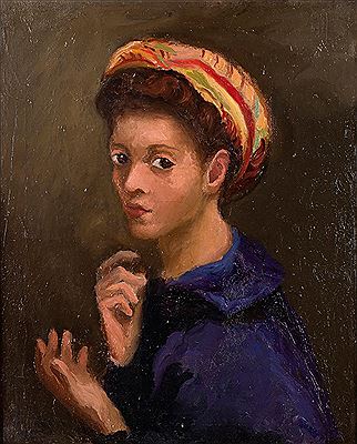 Portrait of a girl with a turban, 1940 circa