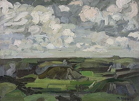 Turf Stacks on Achill Island (c.1926) by Marie Howet - Auction record, sale price, and art valuation. Compare with similar artists and explore comparable artworks.
