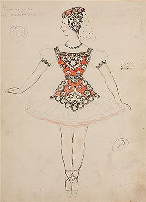 A. Costume pour le Grand pas hongrois B. Costume pour le Grand pas hongrois C. Deux ballerines en robes longues médiévales