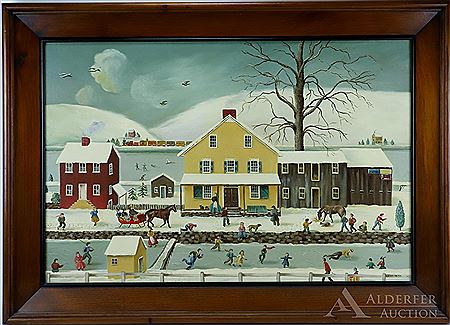 Sample artwork by Jean Halter (1916 - 1981), known for railroad view, portrait, village scene - View similar artists and auction records