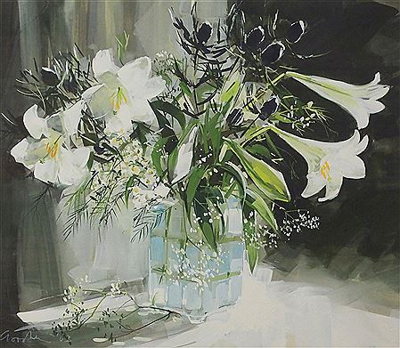 STILL LIFE WITH WHITE LILLIES by Gillian Goodheir - Auction record, sale price, and art valuation. Compare with similar artists and explore comparable artworks.