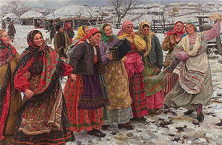 Réjouissances paysannes dans la neige
