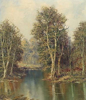 Landscape with trees on the water by Ludwig Sohler - Auction record, sale price, and art valuation. Compare with similar artists and explore comparable artworks.