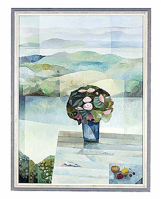 "Blumenstrauss über Bergsee", 1987