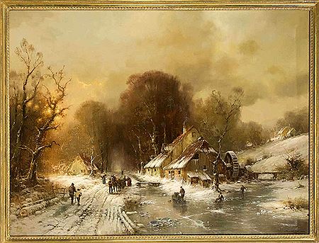 Große Winterlandschaft mit Mühle