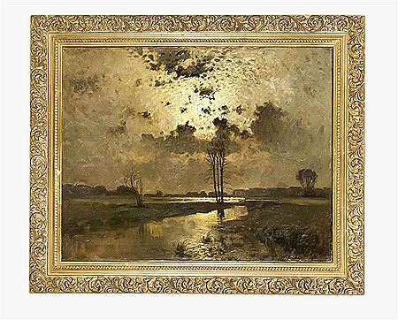 Flußlandschaft bei Vollmond