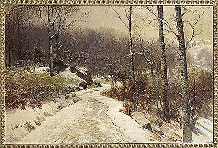 "Bergpfad (Eifel)". Große Winterlandschaft mit Wanderer. 1907