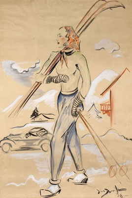 La skieuse à Megéve, 1928 by Jean Dorville - Auction record, sale price, and art valuation. Compare with similar artists and explore comparable artworks.