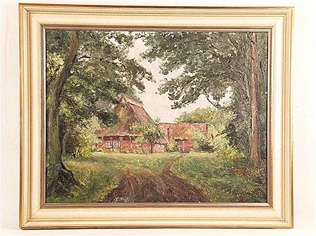 Sommerlicher Waldrand mit Dorfansicht