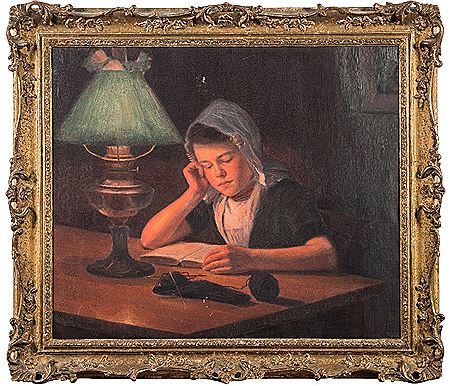 Night-Time Reading; a young girl