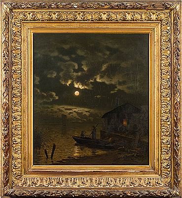 Moonlit coastal scene
