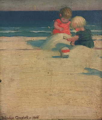 "Playing in the Sand, 1906" by Blendon Campbell - Auction record, sale price, and art valuation. Compare with similar artists and explore comparable artworks.