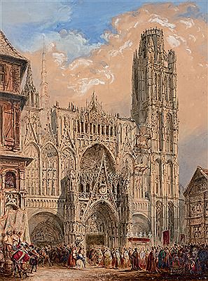 Rouen la cathédrale, L'entrée du cardinal de Richelieu by Theodore Henri Mansson - Auction record, sale price, and art valuation. Compare with similar artists and explore comparable artworks.