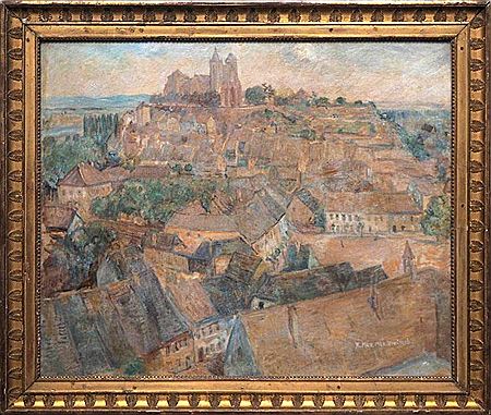 Blick vom Eckartsberg auf das Breisacher Münster, im Hintergrund der Rhein und die Vogesen