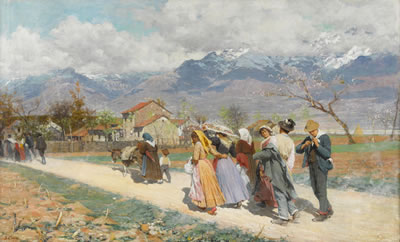 Passeggiata domenicale by Luigi Cima - Auction record, sale price, and art valuation. Compare with similar artists and explore comparable artworks.