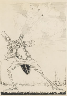 "He raised his gun, took aim and fired," with additional drybrush of "Private Files of Oogaboo"