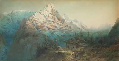 Eiger, Mittellegi ridge; Wellhorn and Wetterhorn seen from Rosenlaui(2)