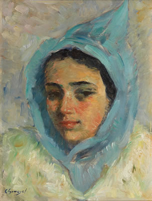 Jeune Fille au Tantour (Portrait of Pierette Gay-Para) by Cesar Gemayel - Auction record, sale price, and art valuation. Compare with similar artists and explore comparable artworks.
