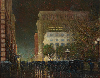 Busy Downtown Evening (Los Angeles) by Frank Coburn - Auction record, sale price, and art valuation. Compare with similar artists and explore comparable artworks.