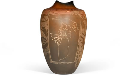 Redware sgraffito vase by Jody Folwell - Auction record, sale price, and art valuation. Compare with similar artists and explore comparable artworks.